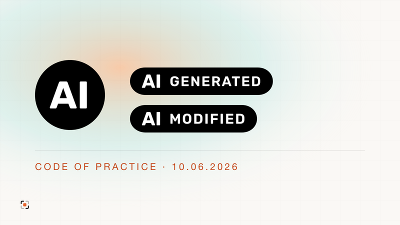 Three official EU icons: AI, AI GENERATED and AI MODIFIED